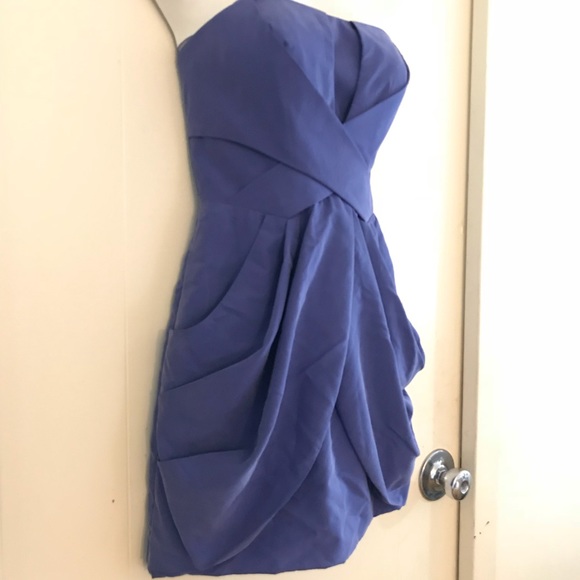 Strapless mini dress in dark lavender with pockets - Picture 3 of 5